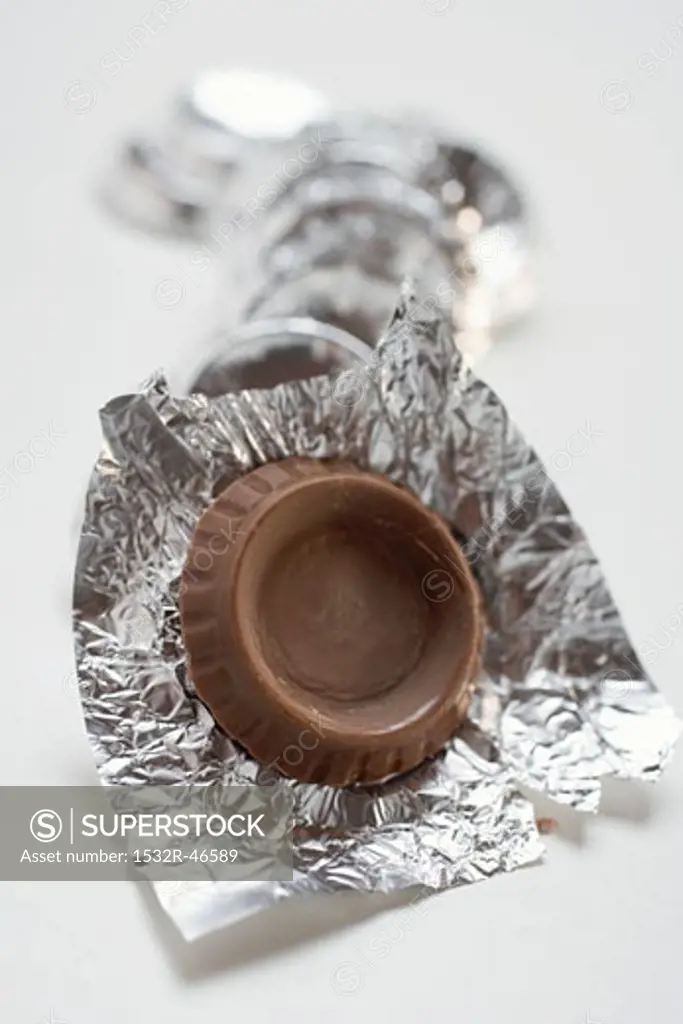 Chocolate thins in silver paper