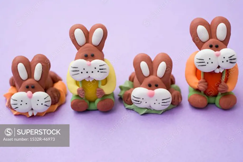 Four marzipan Easter Bunnies
