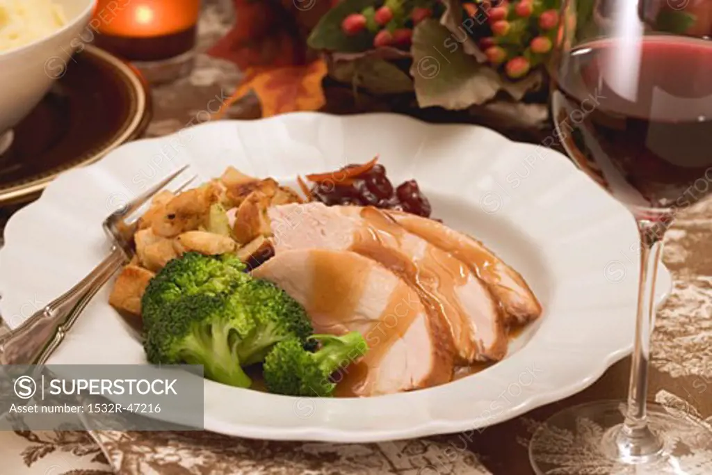 Turkey breast with accompaniments for Thanksgiving (USA)