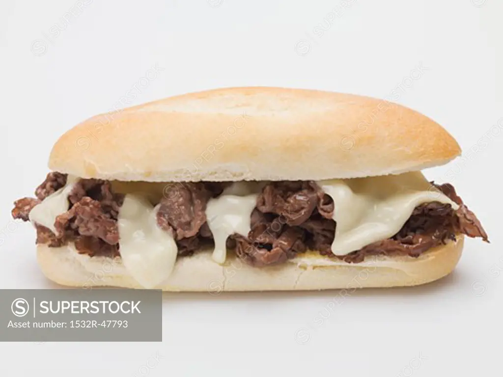 Shredded beef sandwich with melted cheese