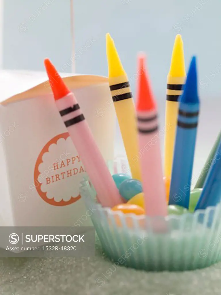 Crayon candles and birthday gift