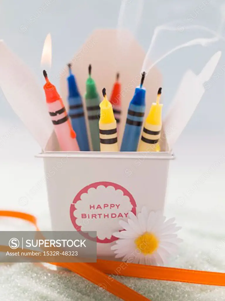 Crayon candles for a birthday