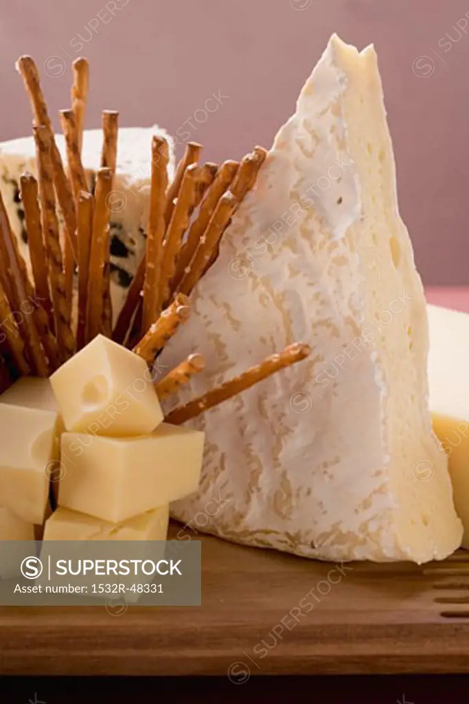 Cheese board with salted sticks