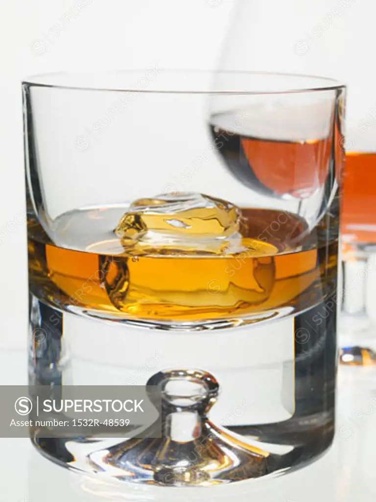 Whisky and cognac in glasses