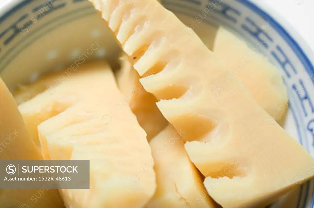 Bamboo shoots in Asian bowl (close-up)