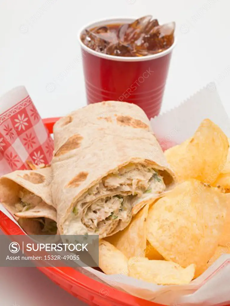 Wrap with crisps and cola