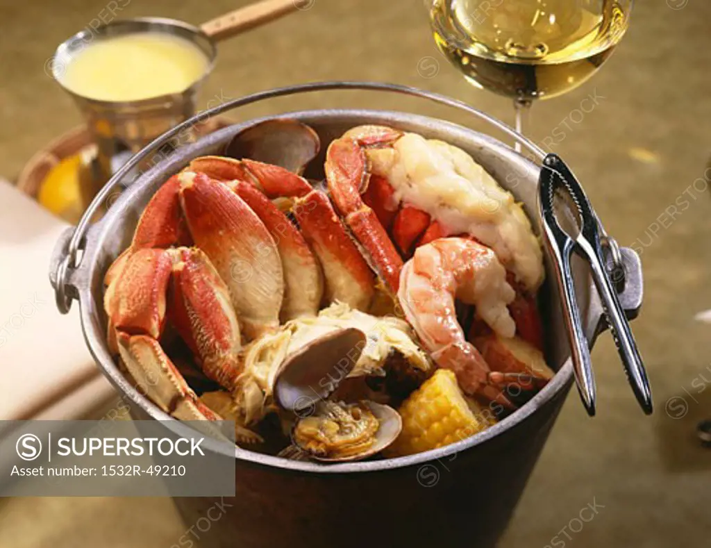 Steamed Seafood Dinner in a Pail