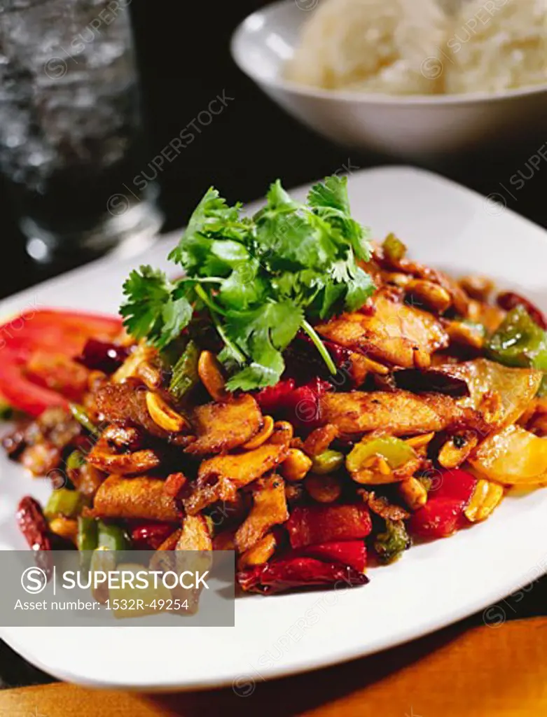 Sweet and spicy fried pork with vegetables