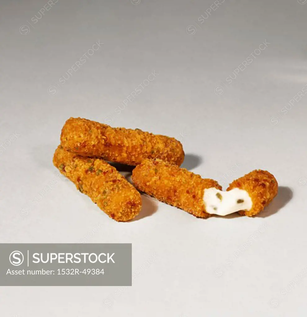 Three Mozzarella Sticks; One Halved