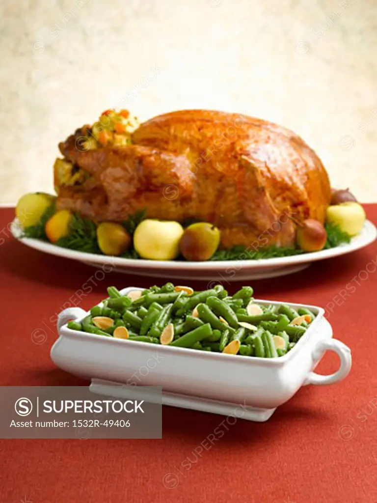 Green Beans with Slivered Almonds; Roast Turkey