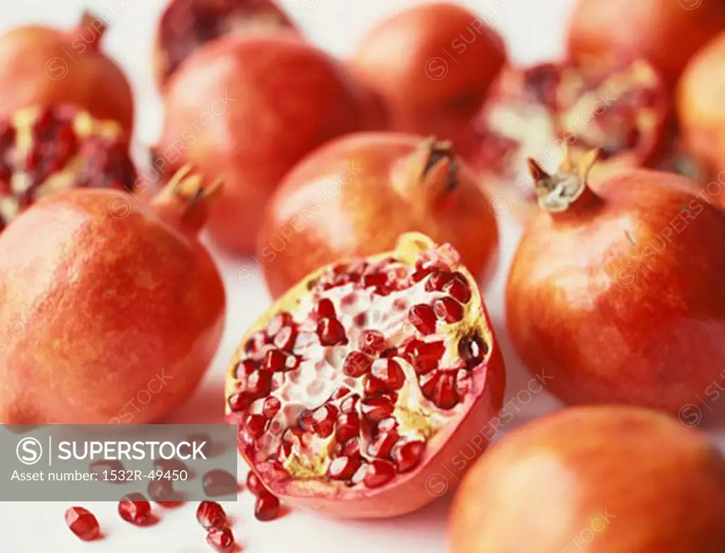 Pomegranates and half a pomegranate