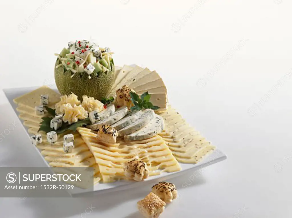 Cheese board with melon