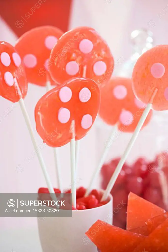 Homemade Lollipops in a Cup