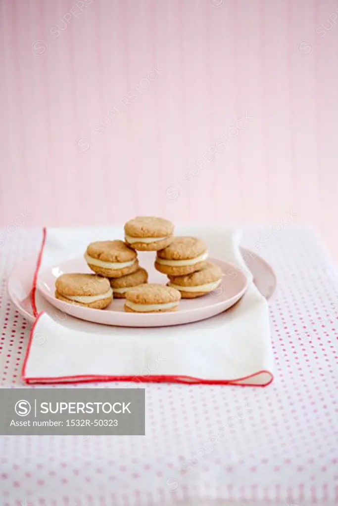 Sandwich Cookies Stacked on a Plate