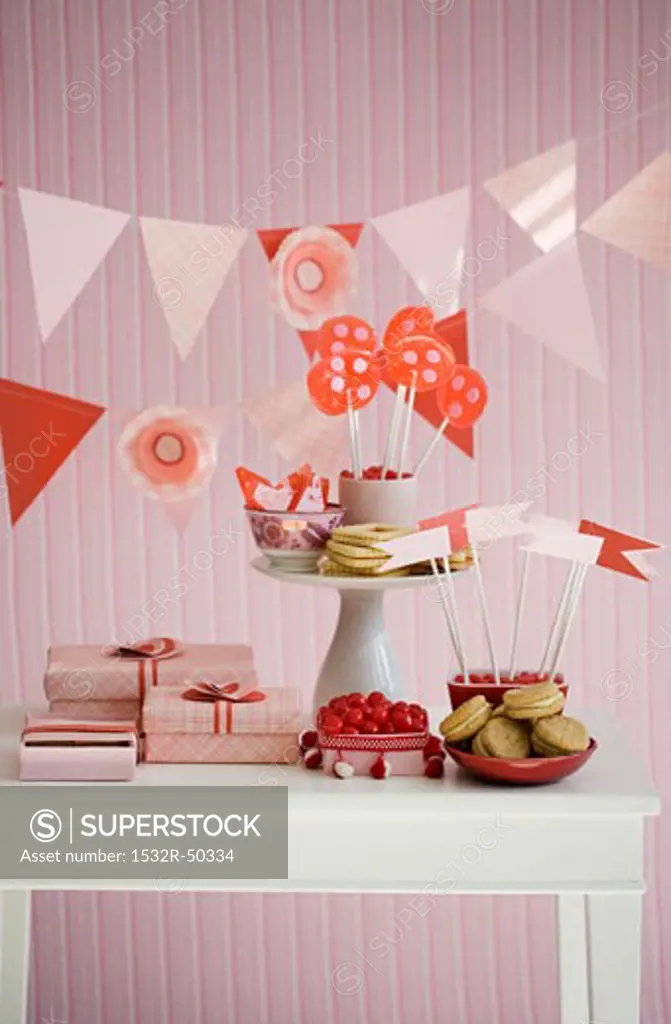 Table Set with Sweets for Valentine's Day