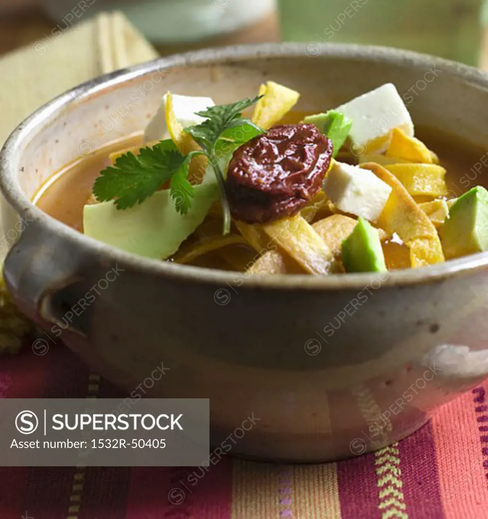 Tortilla soup with avocado (Mexico)