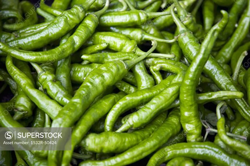 Green Chili Peppers at Market