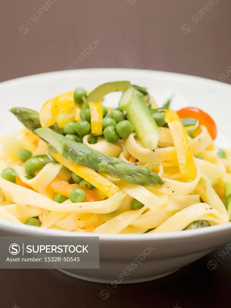 Ribbon pasta with mixed vegetables