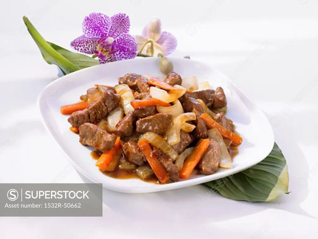 Asian fried beef and vegetables