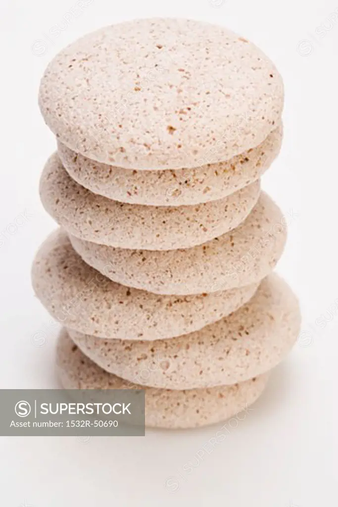 Hazelnut meringue biscuits, stacked