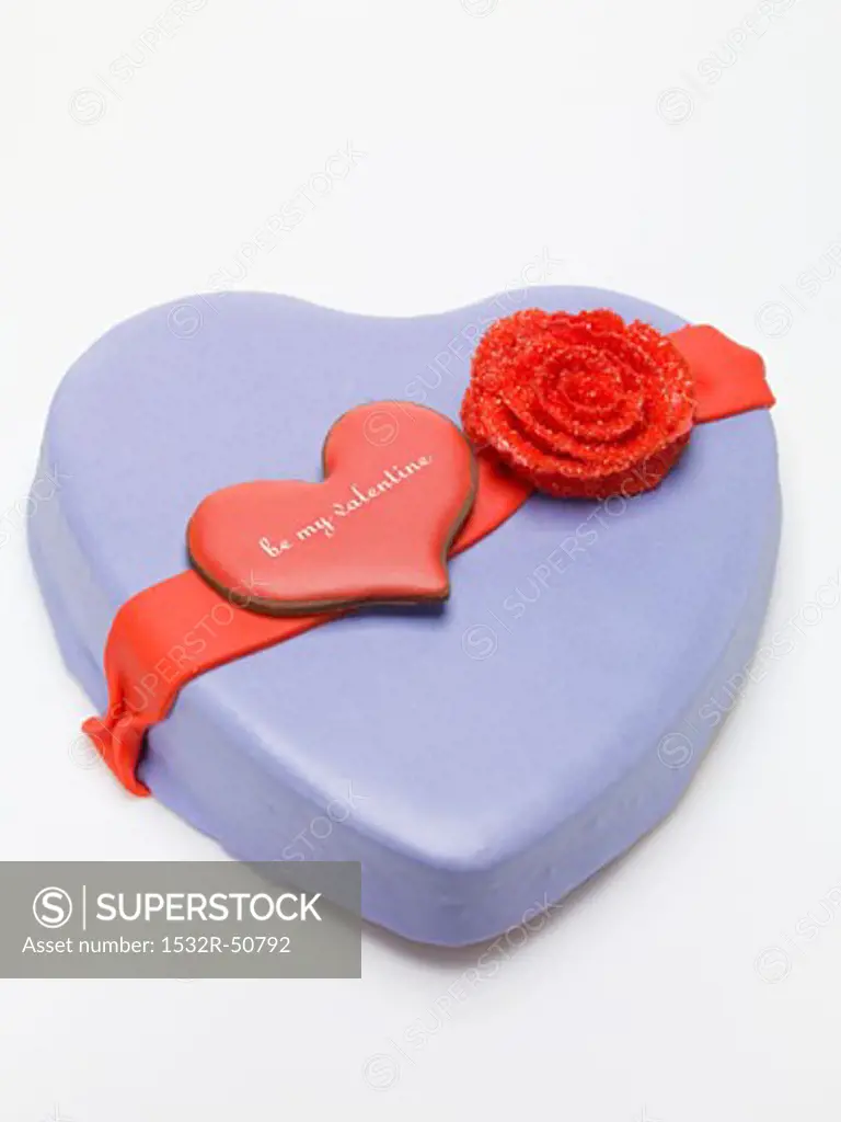 Heart-shaped marzipan cake for Valentine's Day