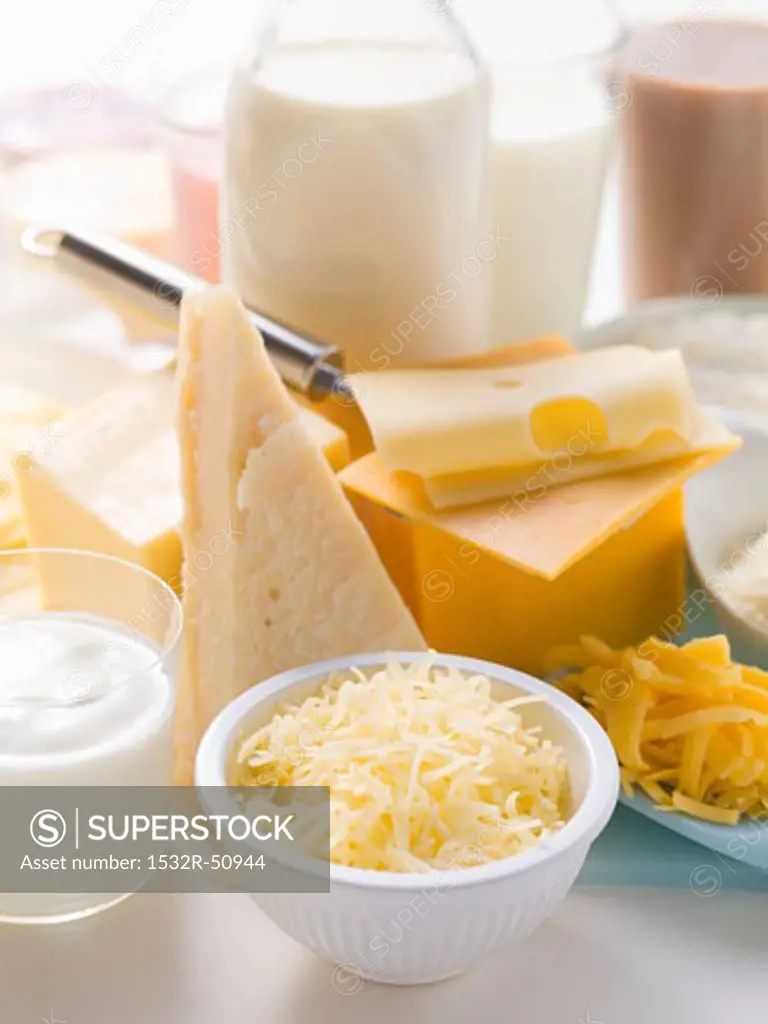 Various cheeses and dairy products