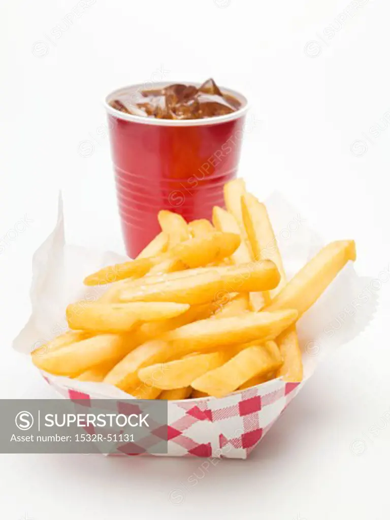 A cola and a portion of chips