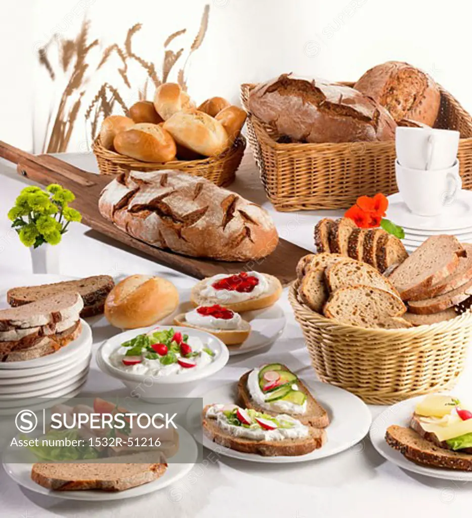 Open sandwiches and bread products for breakfast