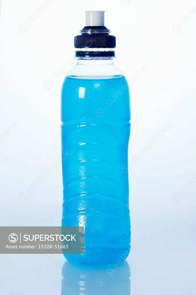 Blue energy drink in plastic bottle