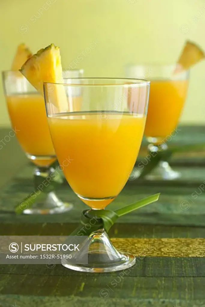 Pineapple Mango Drinks with Pineapple Garnish