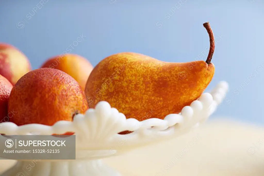 Pears and Blood Oranges on Cake Stand