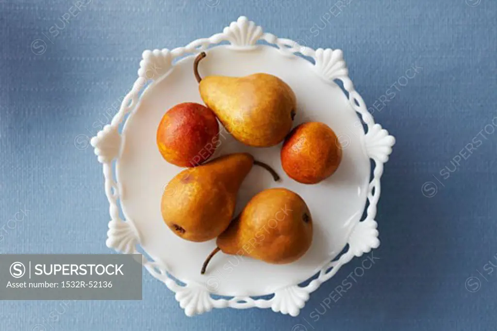 Pears and Blood Oranges on Cake Stand (0verhead View)