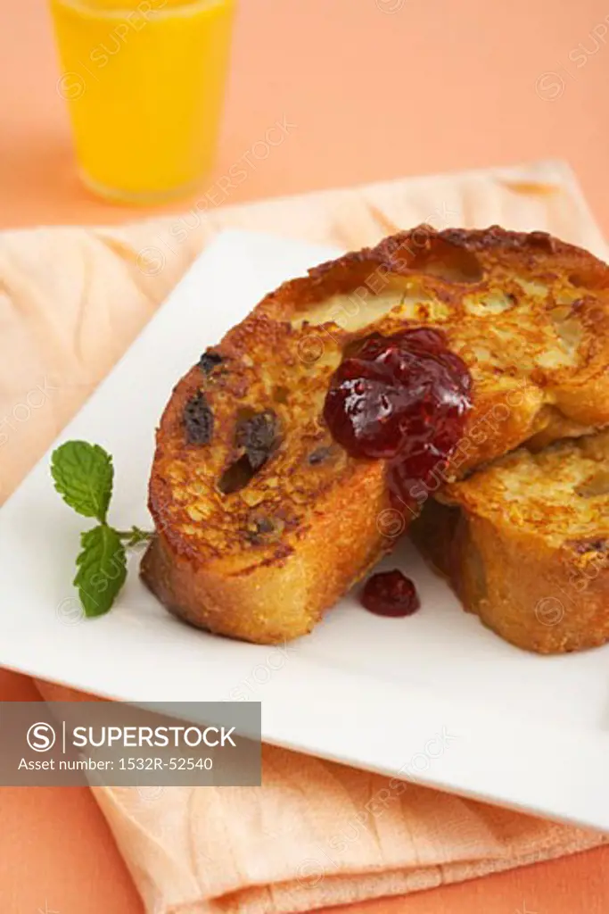 Two Pieces of Thick Cut French Toast with Jam