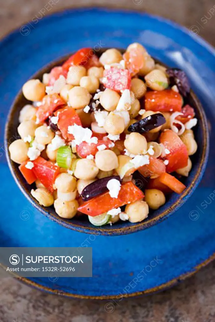 Chickpea Salad with Kalamata Olives, Feta and Bell Peppers