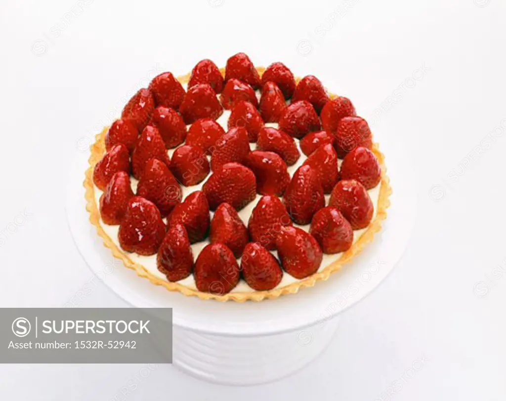 Strawberry Tart on Pedestal Dish