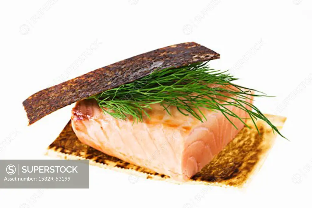 Salmon fillet with dill (grilled on the skin)