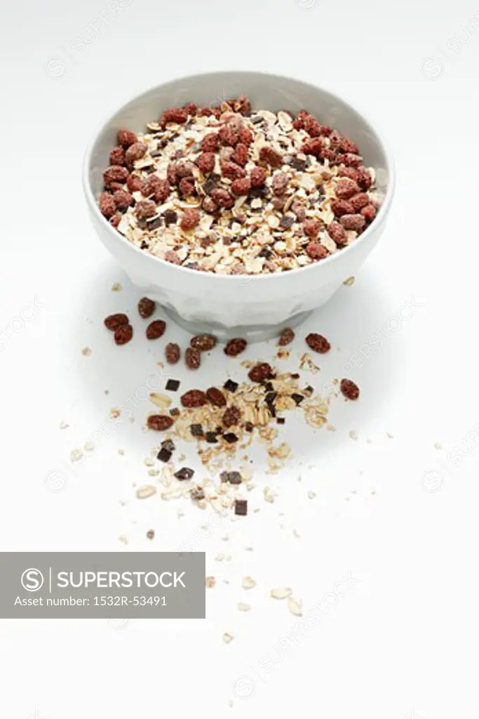 Chocolate muesli in bowl