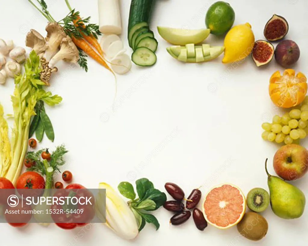 Fruit and vegetables forming a frame