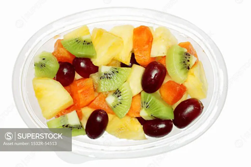 Fruit salad in a plastic container