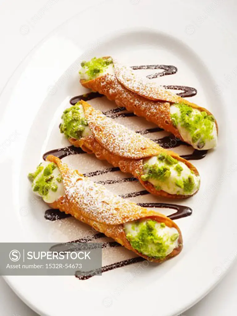 Cannoli (Pastry rolls with ricotta cream filling, Italy)
