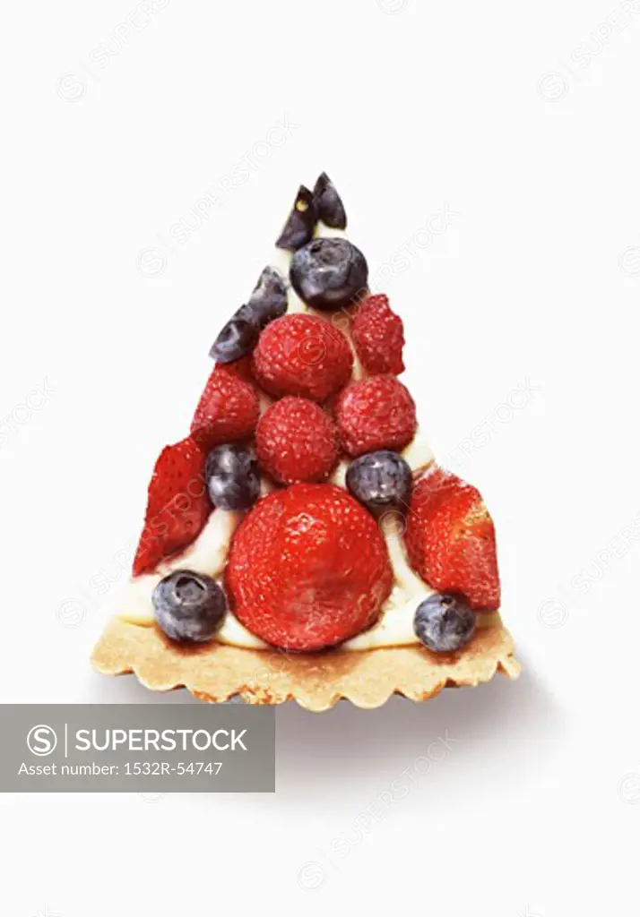 Slice of Berry Pie; From Above; White Background