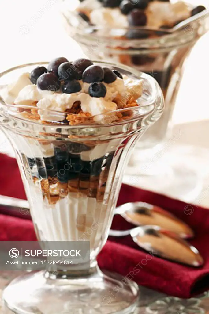 Yogurt, Blueberry and Granola Parfait