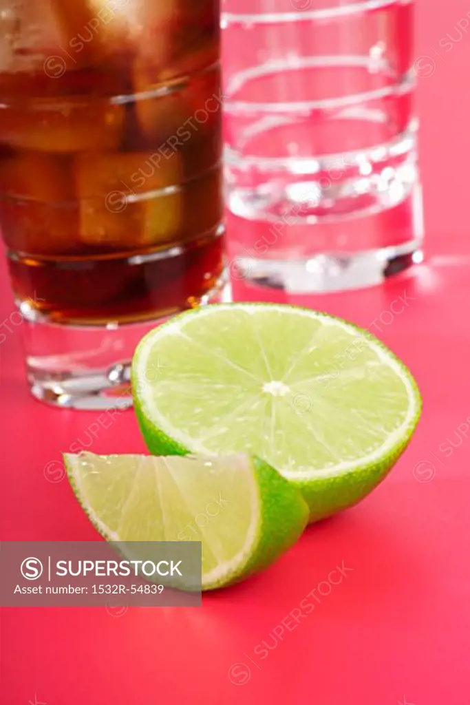 Lime pieces in front of Cuba Libre