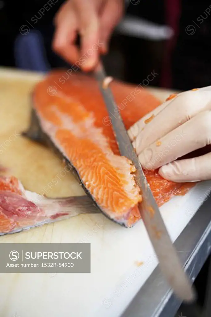 Preparing salmon