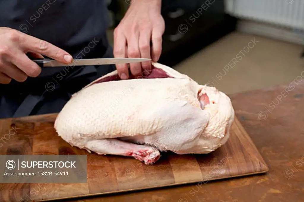 Preparing a duck