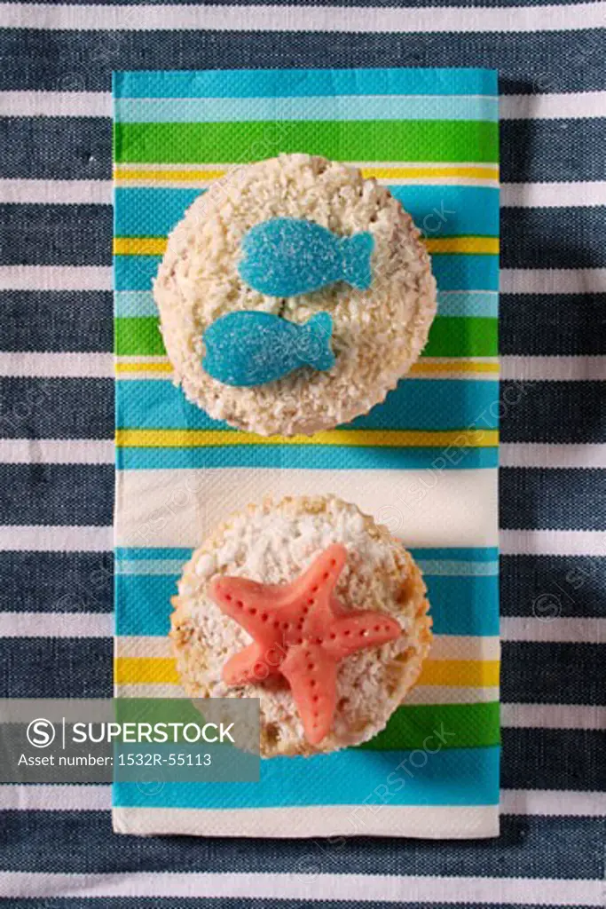 Cupcakes with seafood gums for children