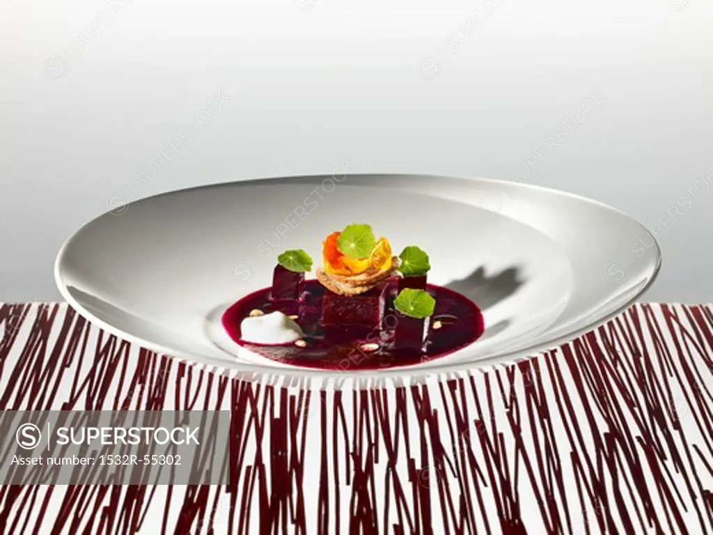 Beetroot gazpacho with sour cream and sour dough bread