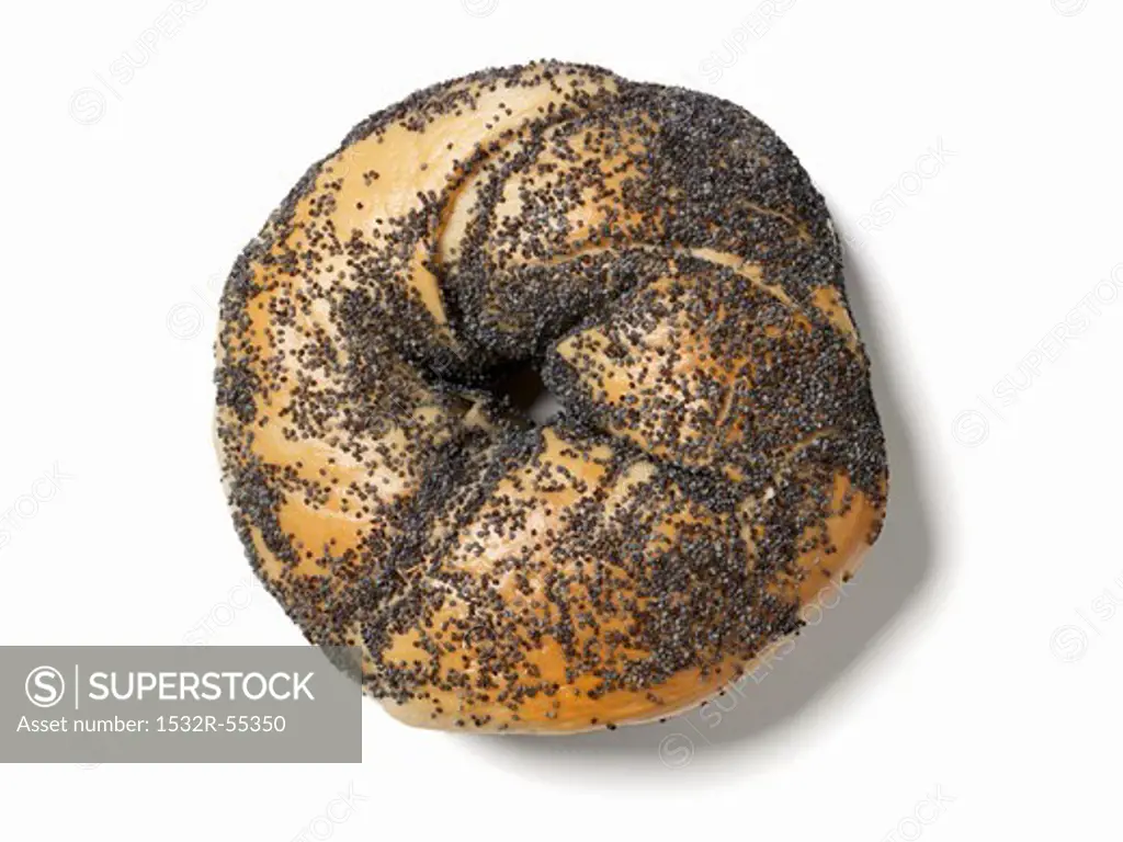 A poppyseed bagel, seen from above