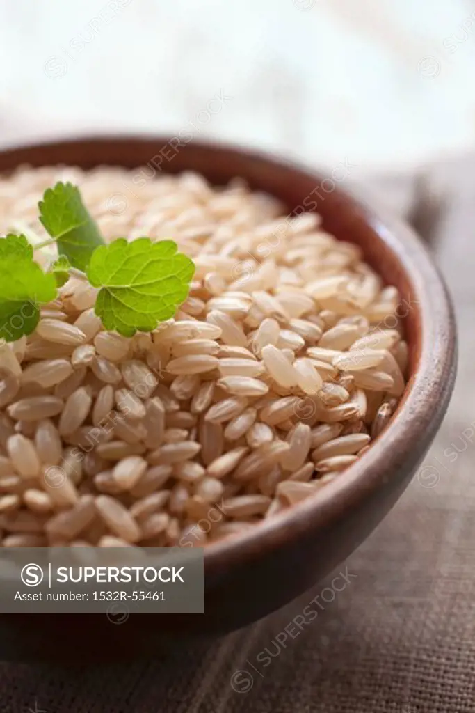Wholegrain rice in a terracotta bowl