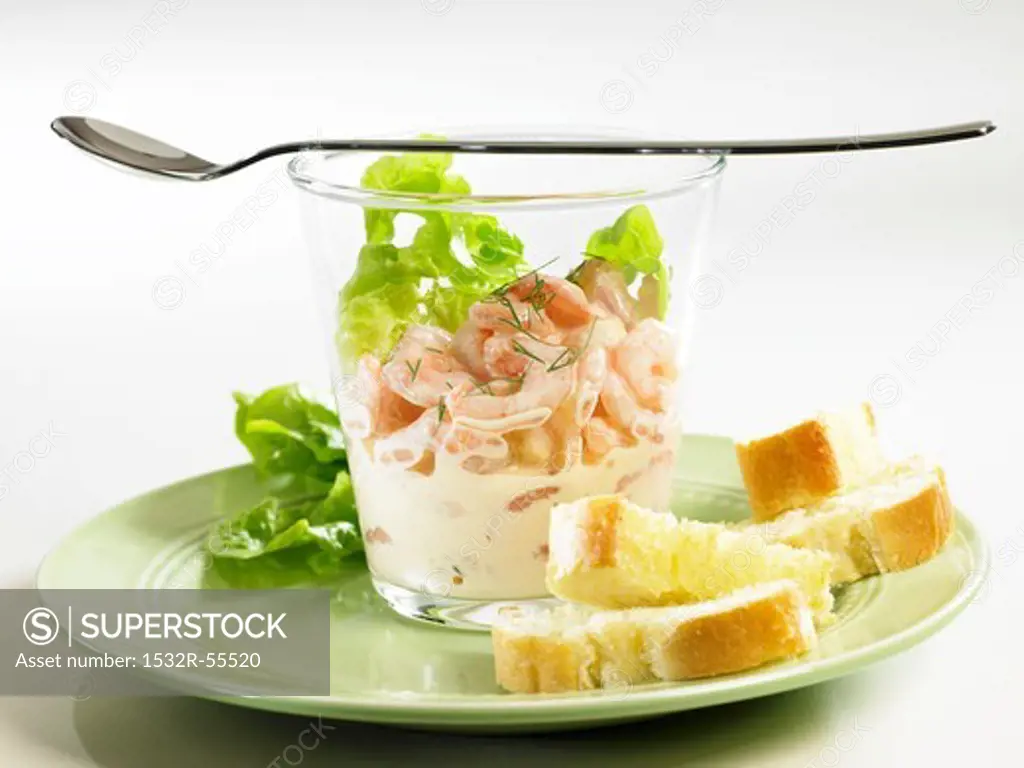 Prawn cocktail in a glass with white bread